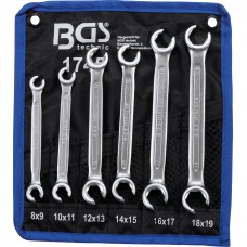 Double Ring Spanner Set, open Type | 8 x 9 - 18 x 19 mm | 6 pcs.