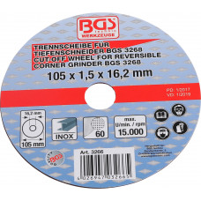 Cutting Disc for BGS Reversible Corner Grinder | Ø 105 x 1.5 x 16.2 mm