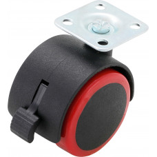 Double Castor Wheel with Brake | red/black | 50 mm