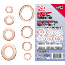 Seal Ring Assortment | Copper | Metric | for Oil Drain Plugs | 75 pcs.