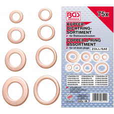 Seal Ring Assortment | Copper | Inch Sizes | for Oil Drain Plugs | 75 pcs.