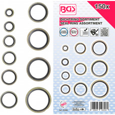 Seal Ring Assortment | Metal | with Rubber sealing Bead | 150 pcs.